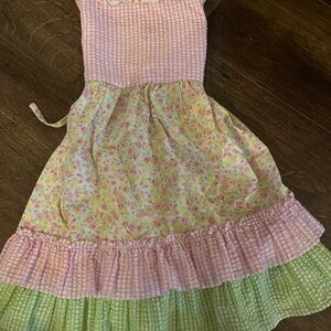Rare Editions Pink and Green Floral Kids Dress